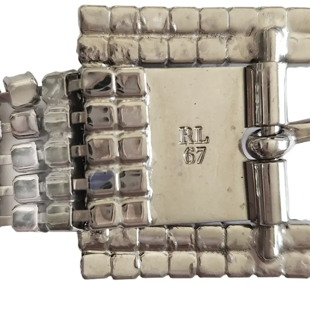 RALPH LAUREN RL67 diamante black crystal rhinestone link bling belt Size M NEW